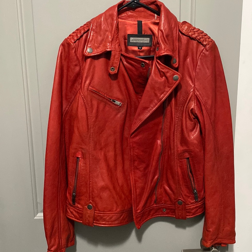 Burnt orange real leather jacket